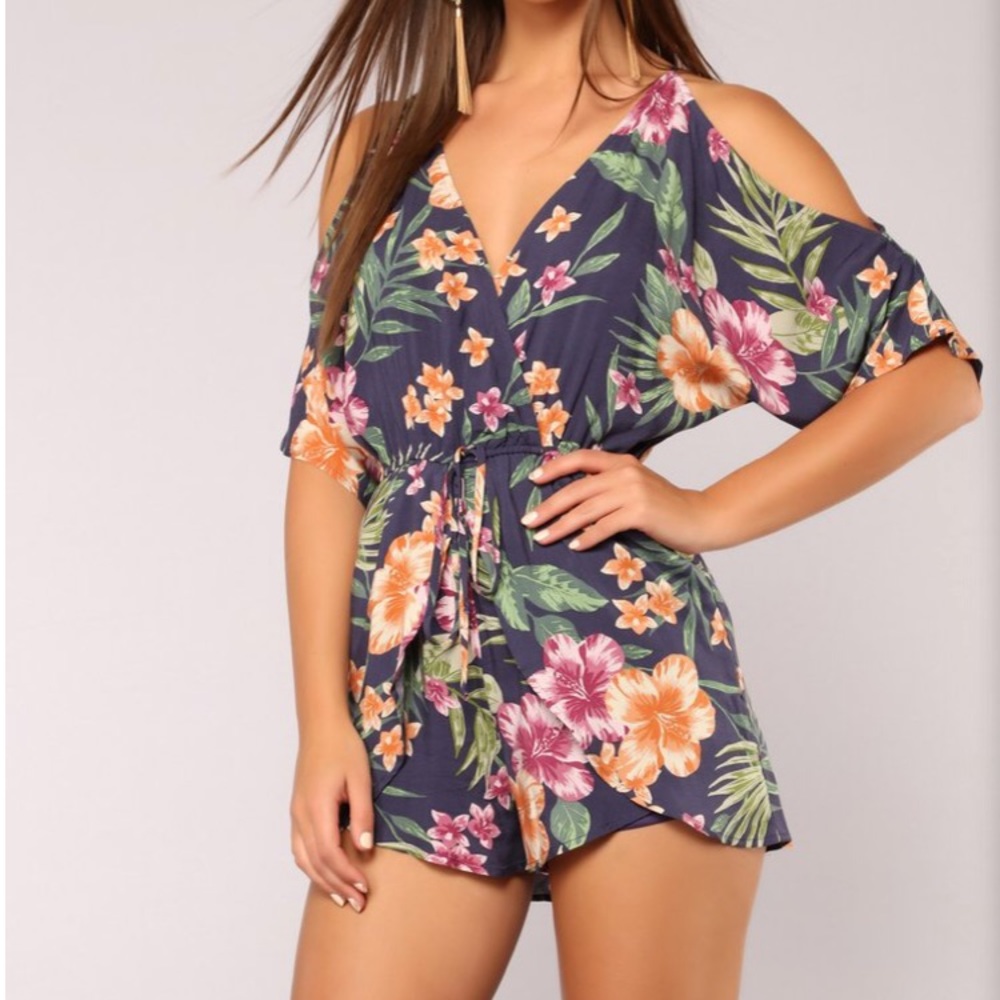 Beachcomber Tropical Romper - Navy Multi